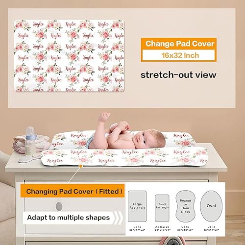 Miniatura 6 de Juego de ropa de cama personalizado para cuna decoración personalizada para guardería, manta de bebé, sábana bajera para cuna, funda para cambiador,