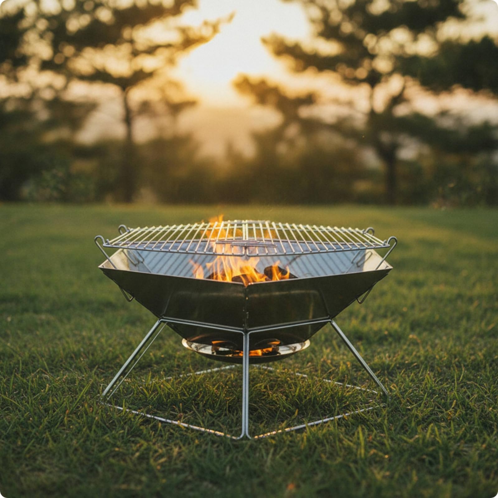 kowaku Barbecue Portatile con Borsa Compatto Griglia Pieghevole da Esterno Leggera per, Giardino, Quadrato Con Set Completo