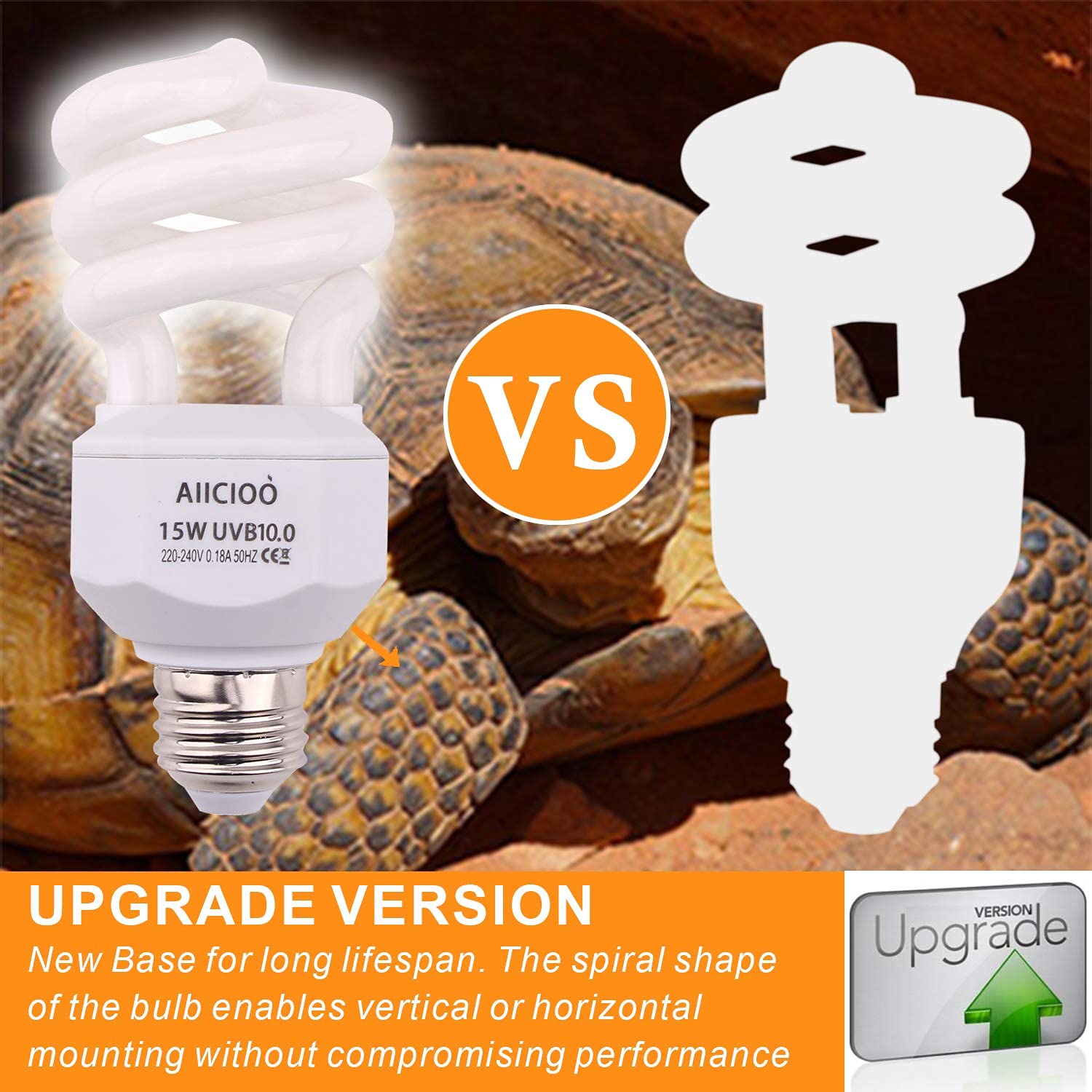 AIICIOO UVB Licht Reptilien Kit 10.0 23W - Terrarium Sonnenlicht Lampe Schildkrötenbirne für Bartagamen Eidechse Leopardgecko 1 Packung