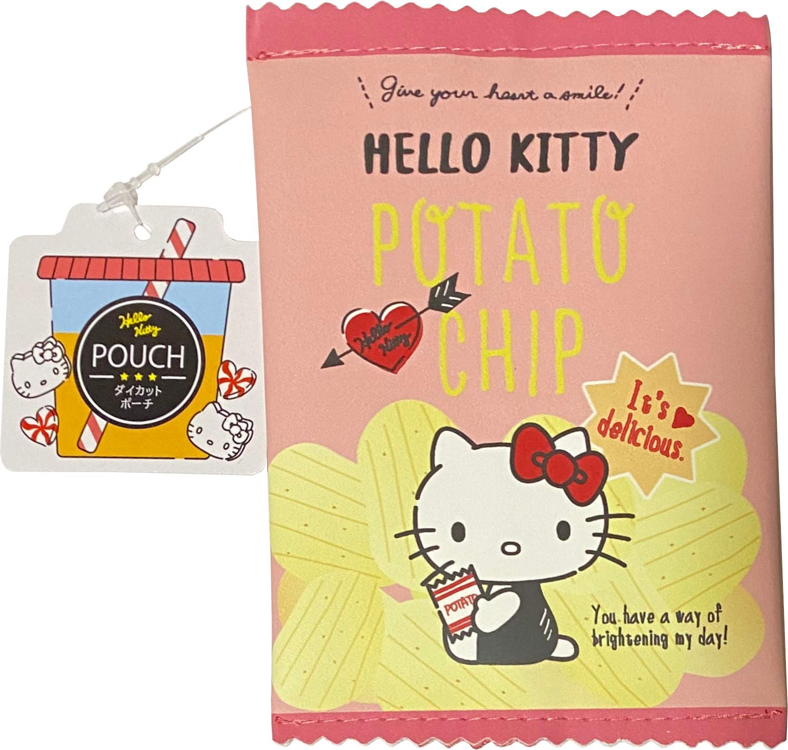 Sanrio Hello Kitty Accessories Cosmetic Flat Polyurethane Die cut Mini Pouch Zipper Case Bag 9.5×13.5cm (Sweets)