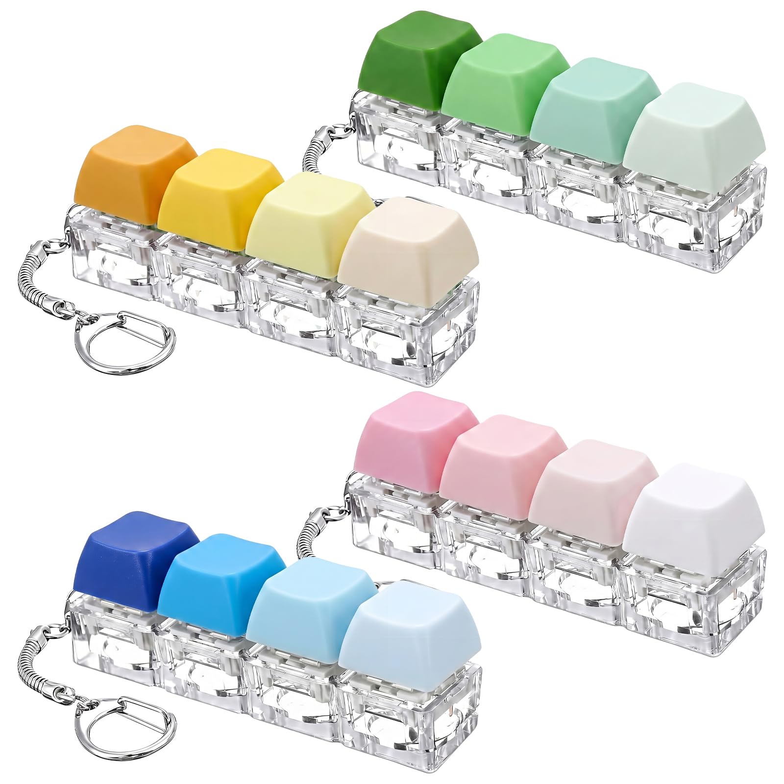 4 PCS Keyboard Fidget Toy, 4 Keys Decompression Toys, Finger Keyboard Caps, Stress Relief and Focus Enhancer for Adults and Kids