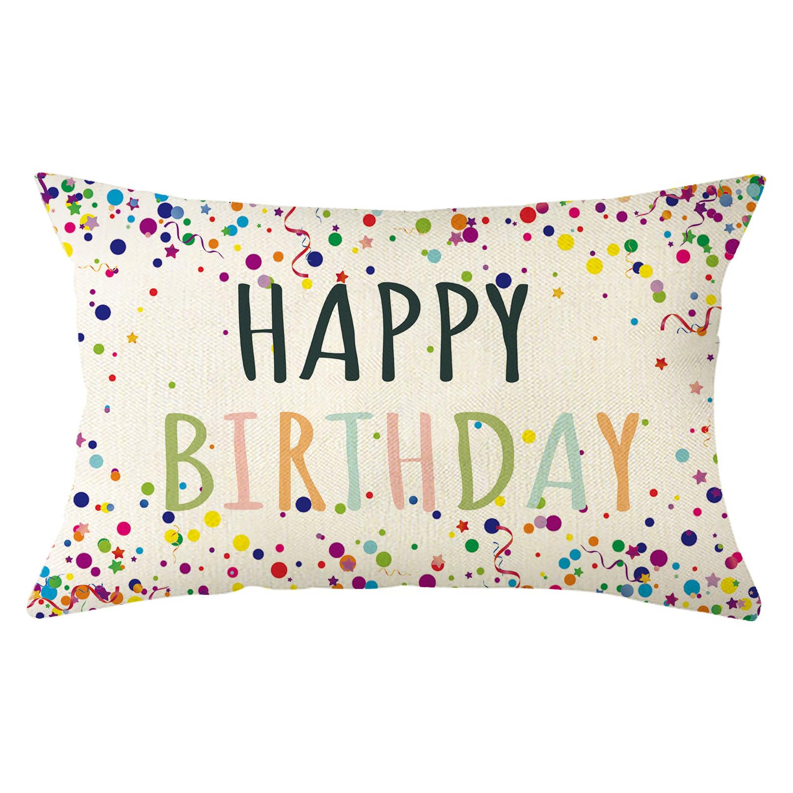 Ogiselestyle Happy Birthday Throw Pillow Cover, 12 x 20 Inch Birthday Gift Celebration Holiday Cushion Case Decoration for Sofa Couch