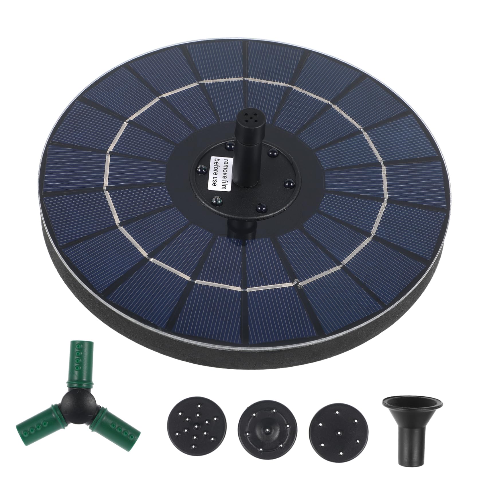 HEMOTON Solarbetriebener Wasserbrunnen mit Bunter LED Beleuchtung 7,4v 1500mah Pumpe Silikon und Abs Material für Gartenteich und Vogeltränke im Außenbereich