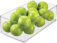 iDesign Extra Long Stackable Clear Plastic Storage Bin - Kitchen Pantry Cabinet Organizer 16x8x5"