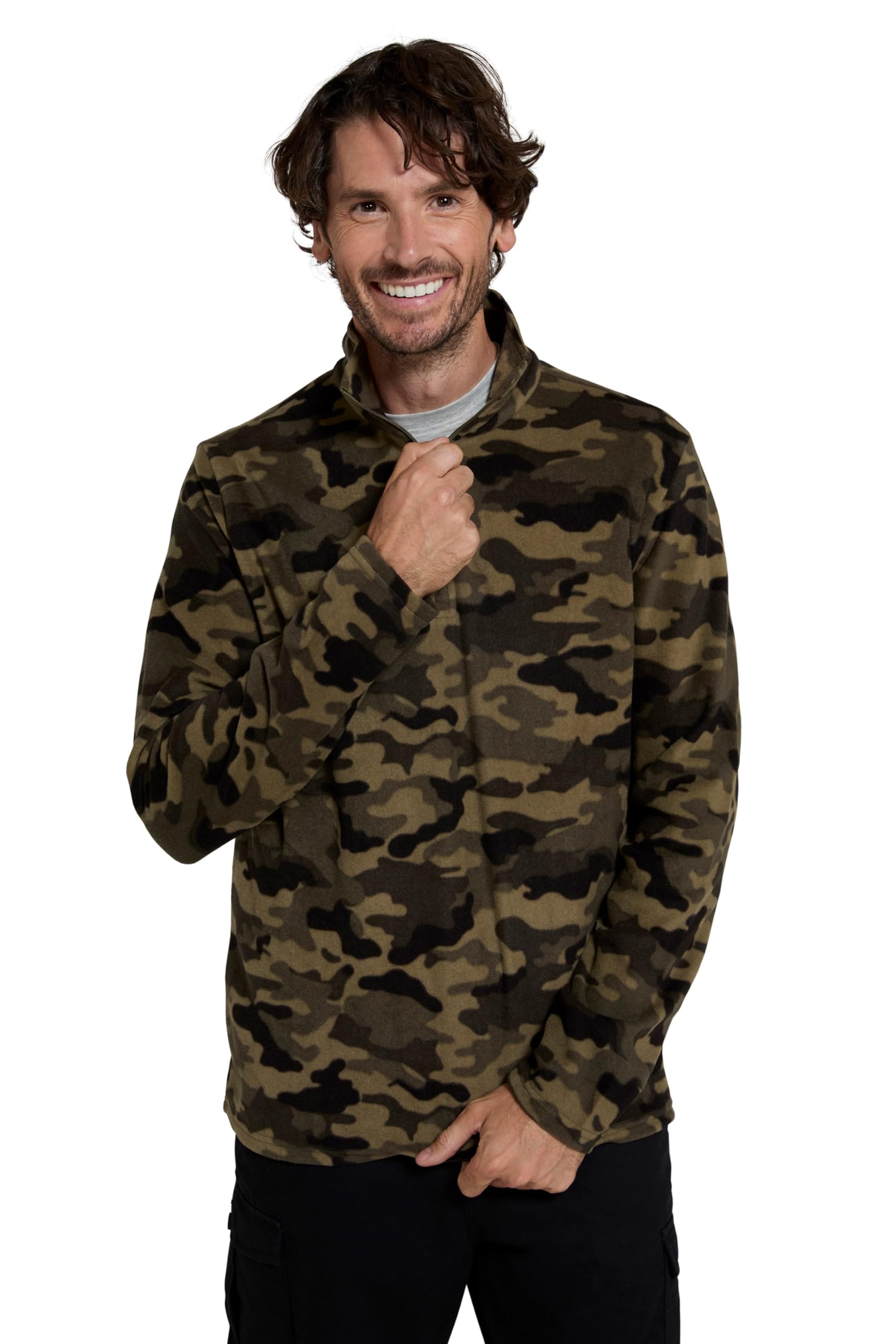 Mountain Warehouse Men's Camouflage Camber Ii Half-Zip Fleece - Lightweight & Quick Dry, Breathable Antipill Microfleece - For Spring Summer, Outdoors, Travelling & Hiking Xxs