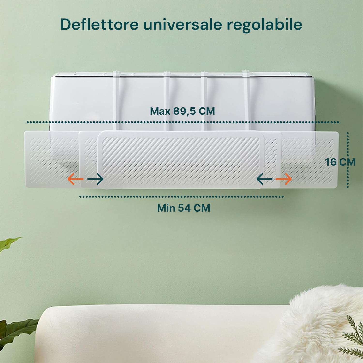 Avilia - Deflettore Condizionatore Regolabile Universale da 58,5 a 93 cm per Casa e Ufficio, Installazione Facile, Orientabile, Compatibile con Telecomando, Ideale per Clima Ottimale