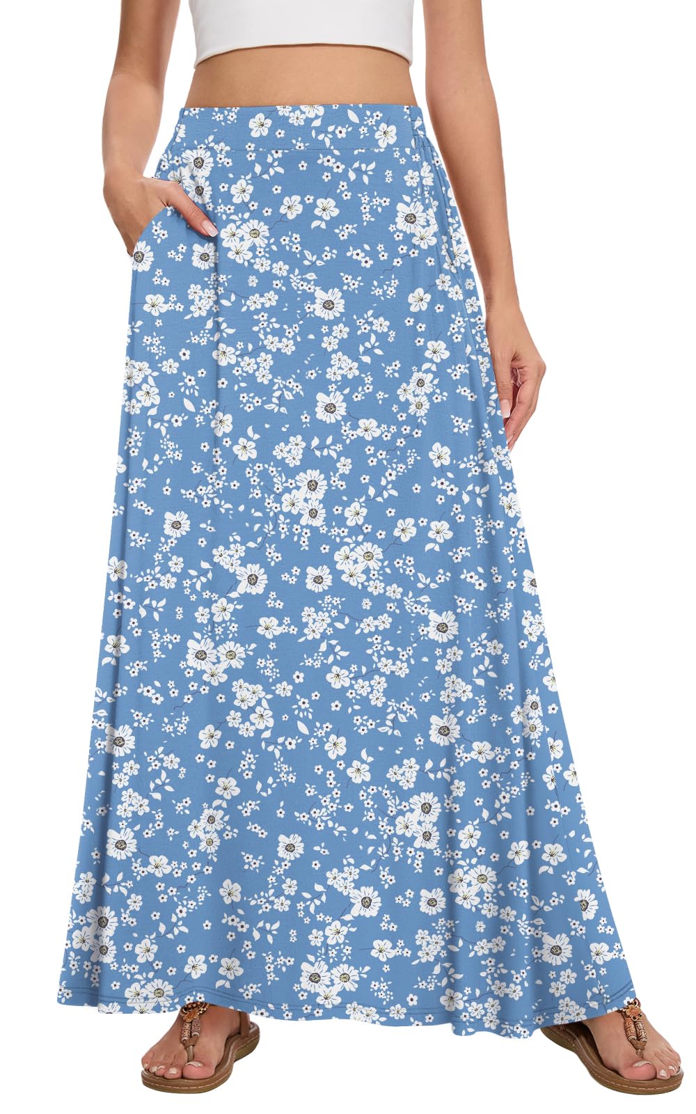 Womens Maxi Skirt Long Flowy Summer A-Line High Waist Skirts