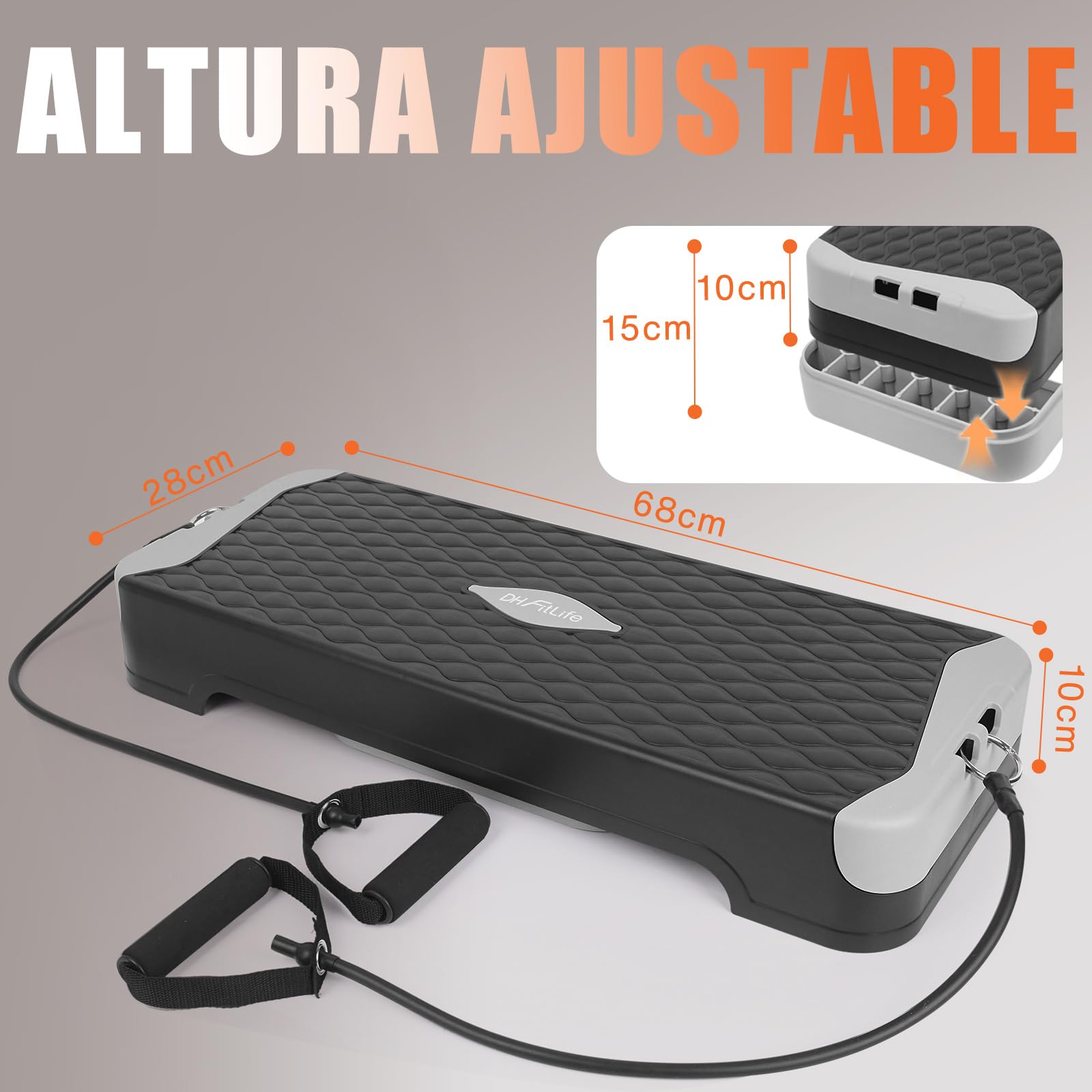 DH FitLife Stepper para el Hogar con Entrenamiento de Equilibrio | Plataforma Ajustable 10/15 cm | Stepper Aeróbico y Plataforma Step Up | Escalón para Entrenamiento de Fitness y Coordinación