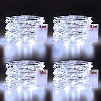 Vista 10 de Guirnalda de luces de 16.4 pies, 50 luces LED plateadas de alambre de cobre parpadeantes con 5 modos de iluminación para Navidad, dormitorio, boda