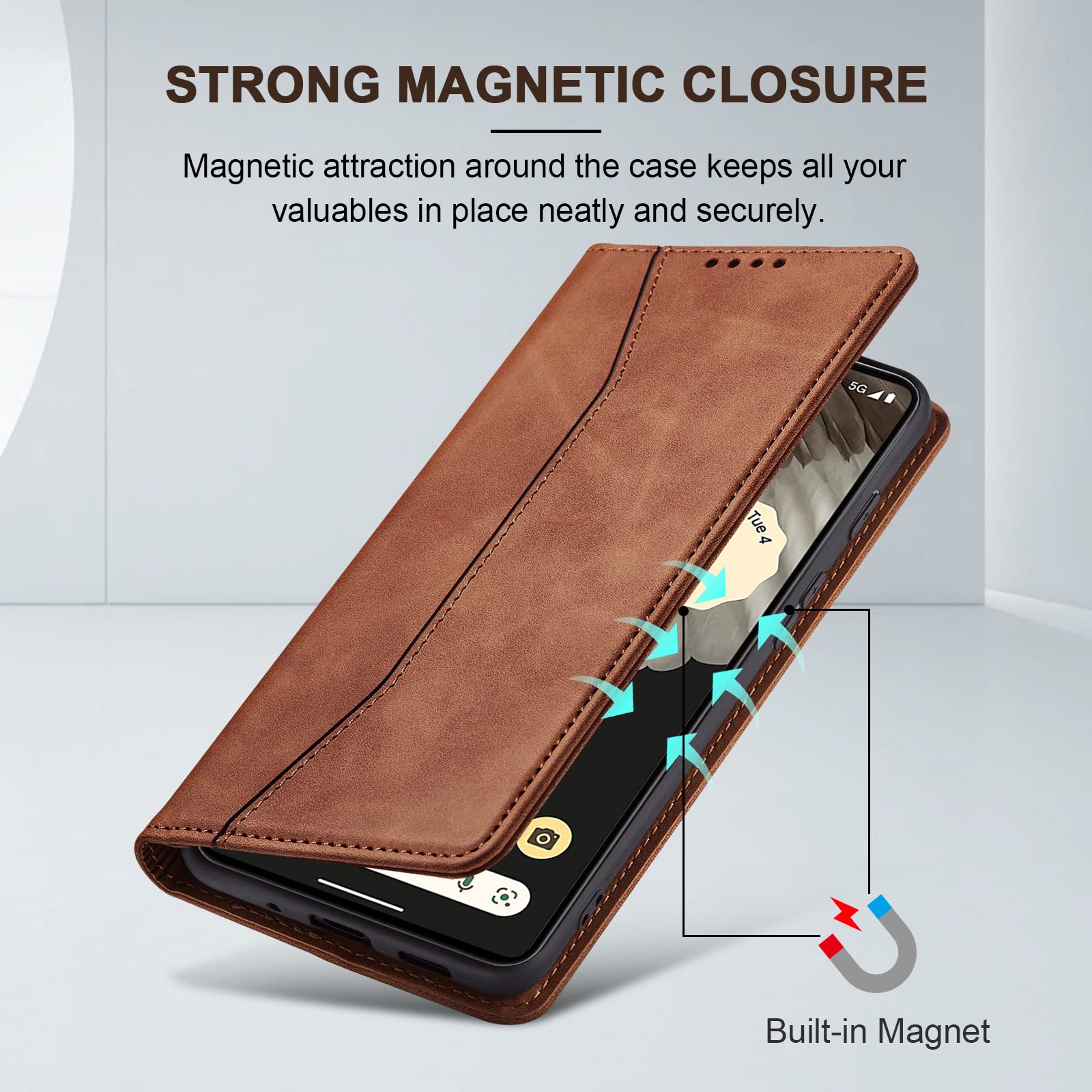 YukeTop Cover per Google Pixel 7 Pro, Pelle PU Premium