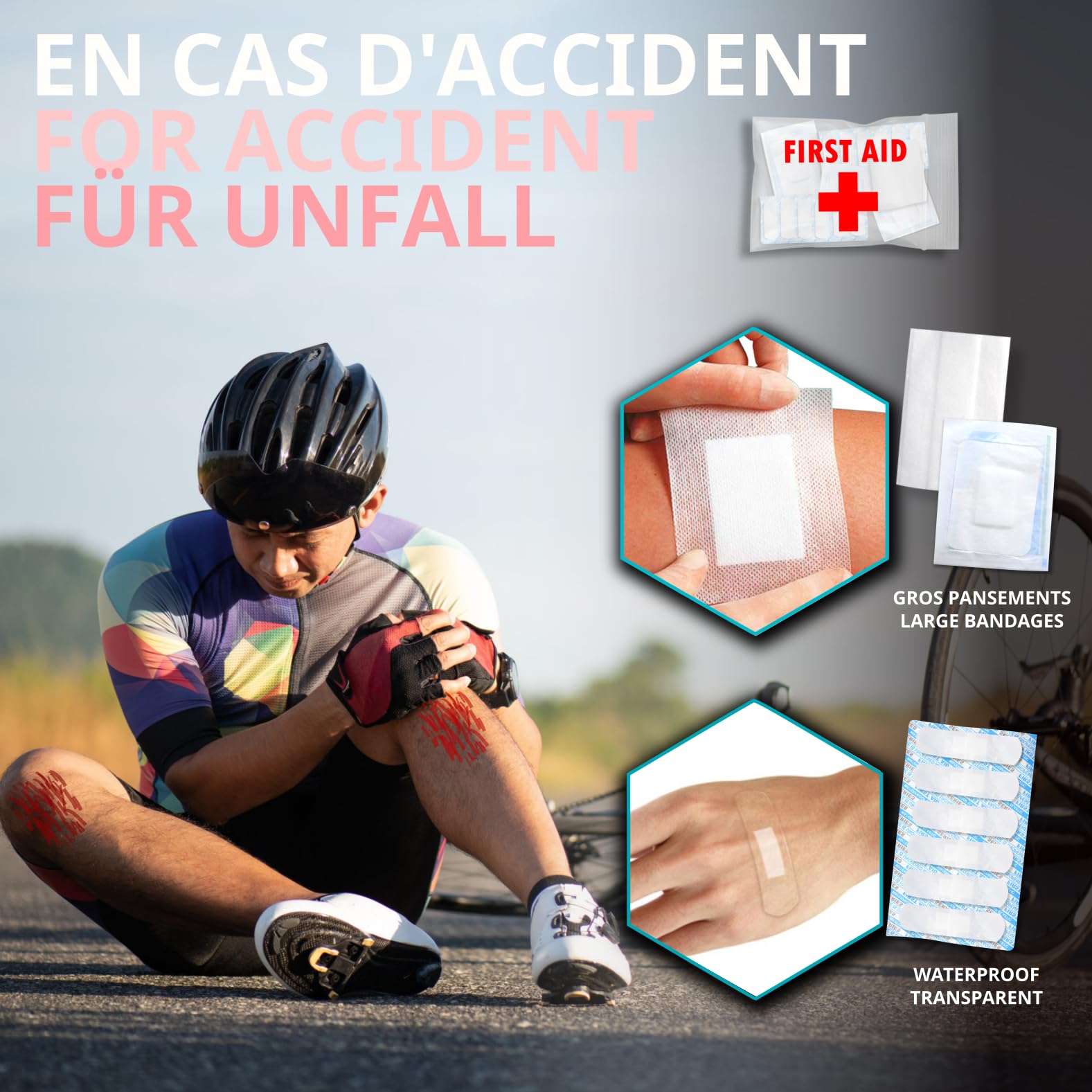 WONCROW ® Kit Réparation Vélo + Trousse Premiers Secours : Sacoche de Selle + Pompe + Outil Multifonction + Rustine Velo Accessoire Démonte Pneu Crevaison Electrique Pedale Chambre Air Reparation Vtt