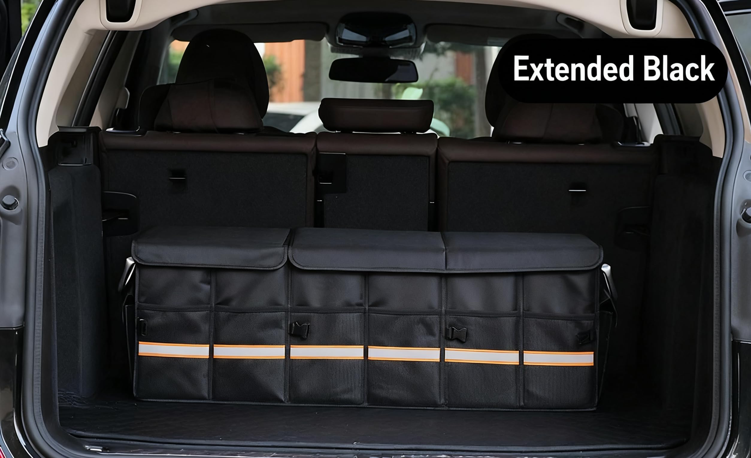 Organizador Maletero Coche Grande, Organizador de Maletero de Coche para Almacenamiento, Caja Plegable con Compartimentos, Tapa y Bolsa Impermeable, Base Antideslizante