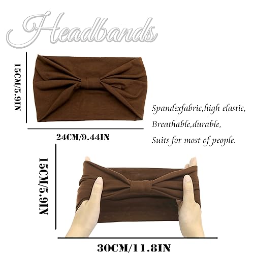 Miniatura 3 de Paquete de 4 diademas anchas para mujer, color negro, elegante, elástica, anudada, turbante de humedad, para entrenamiento, bandas para el sudor