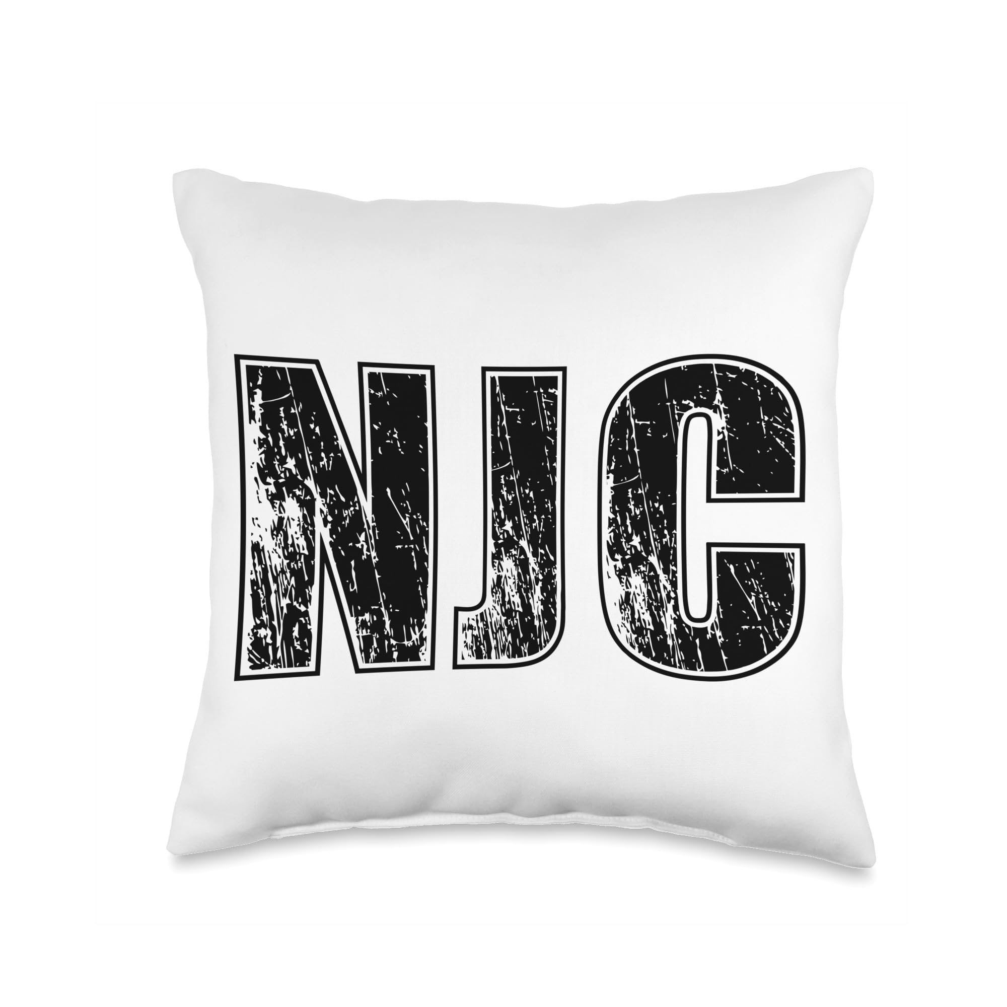 The Original JC Store NJC Initials Distressed Lettering Trending Trendy Throw Pillow, 16x16, Multicolor