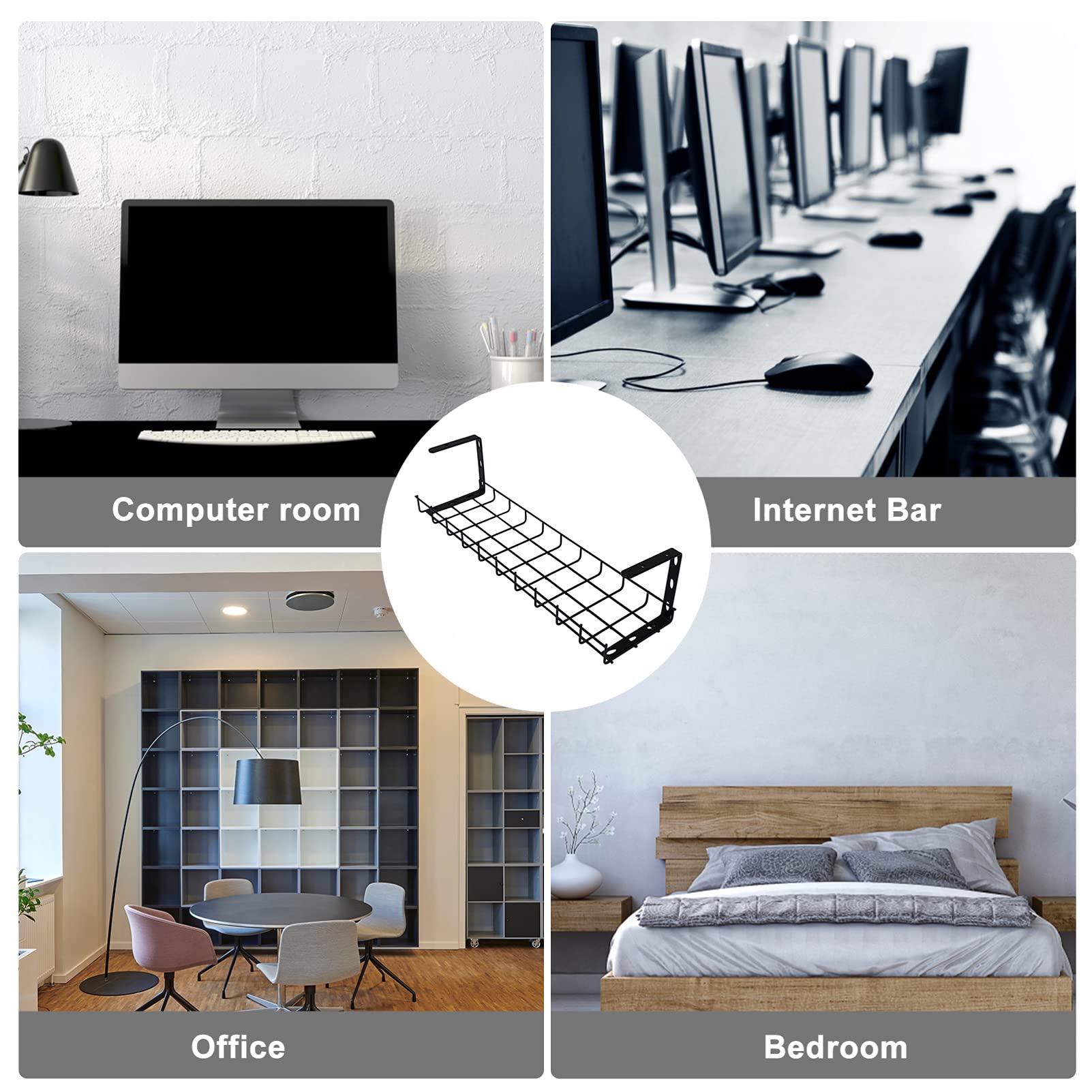 NUOBESTY Bandeja Organizadora De Cables Escritorio Estante para Guardar Cables De Oficina Organizador De Hierro Recoge y Organiza Su Espacio De Trabajo