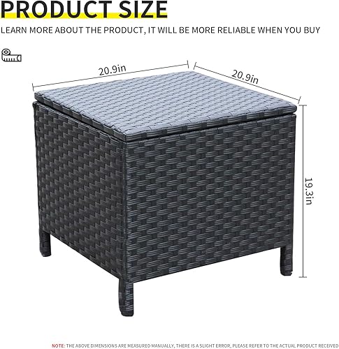 Miniatura 2 de Valita Mesa auxiliar de mimbre de polietileno para exteriores con almacenamiento, mesa auxiliar de ratán de resina para patio, contenedor cuadrado