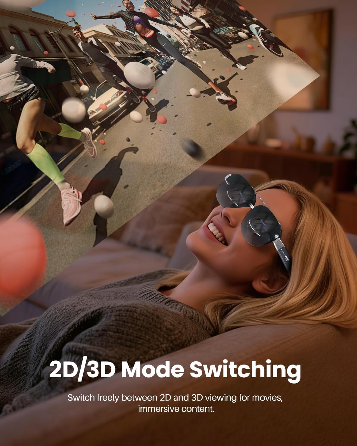 TOZO VIZO Z1 Pro Occhiali AR Schermo Virtuale 160" Display Micro-OLED 120Hz | Ultra-Luminosi – Regolazione Nitidezza, Switch 2D/3D, Audio Stereo, Leggero e Portatile, 1800 Nits, per iPhone e Android