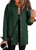 Casual Quilted Jackets for Women Button Down Collared Long Sleeve Shirts Fall Jackets with Pockets 2025