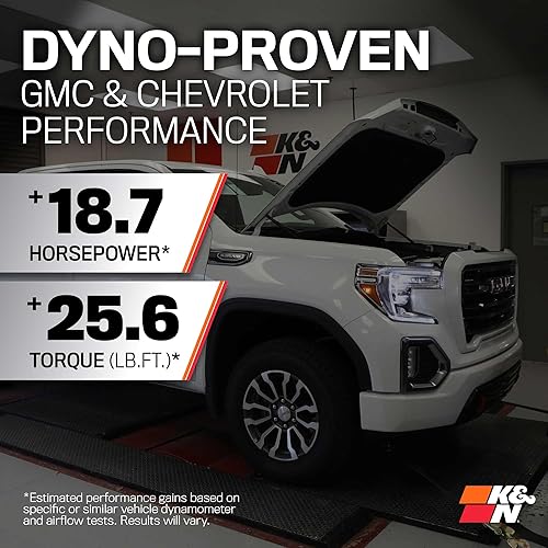 Miniatura 3 de K&N - sistema de admisión de aire frío Alto rendimiento aumenta los caballos de fuerza Compatible con Chevrolet Silverado 1500 2019-2020 GMC Sierra
