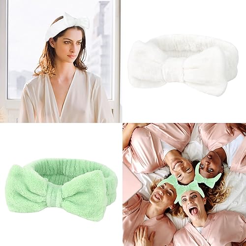 Miniatura 8 de CIEHER 8 diademas de spa para despedidas de soltera, 1 diadema blanca + 7 verde para dama de honor, regalos de despedida de soltera para novia,