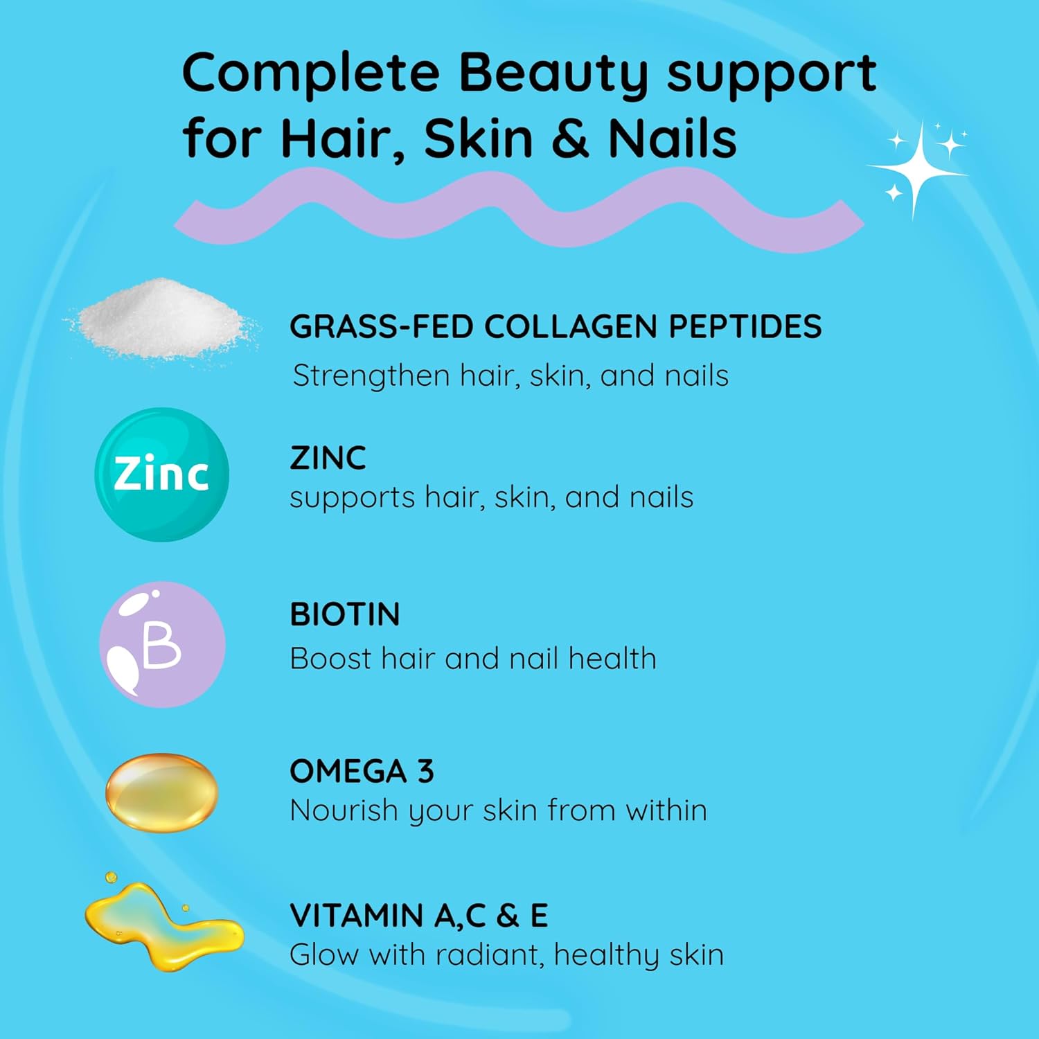 All in One Stress Skin Sleep Gummies w/Magnesium Glycinate, Grass Fed Collagen, Vitamin A, C, E & Zinc | Sleep & Glow Gummies for Adults | 60 Gummies