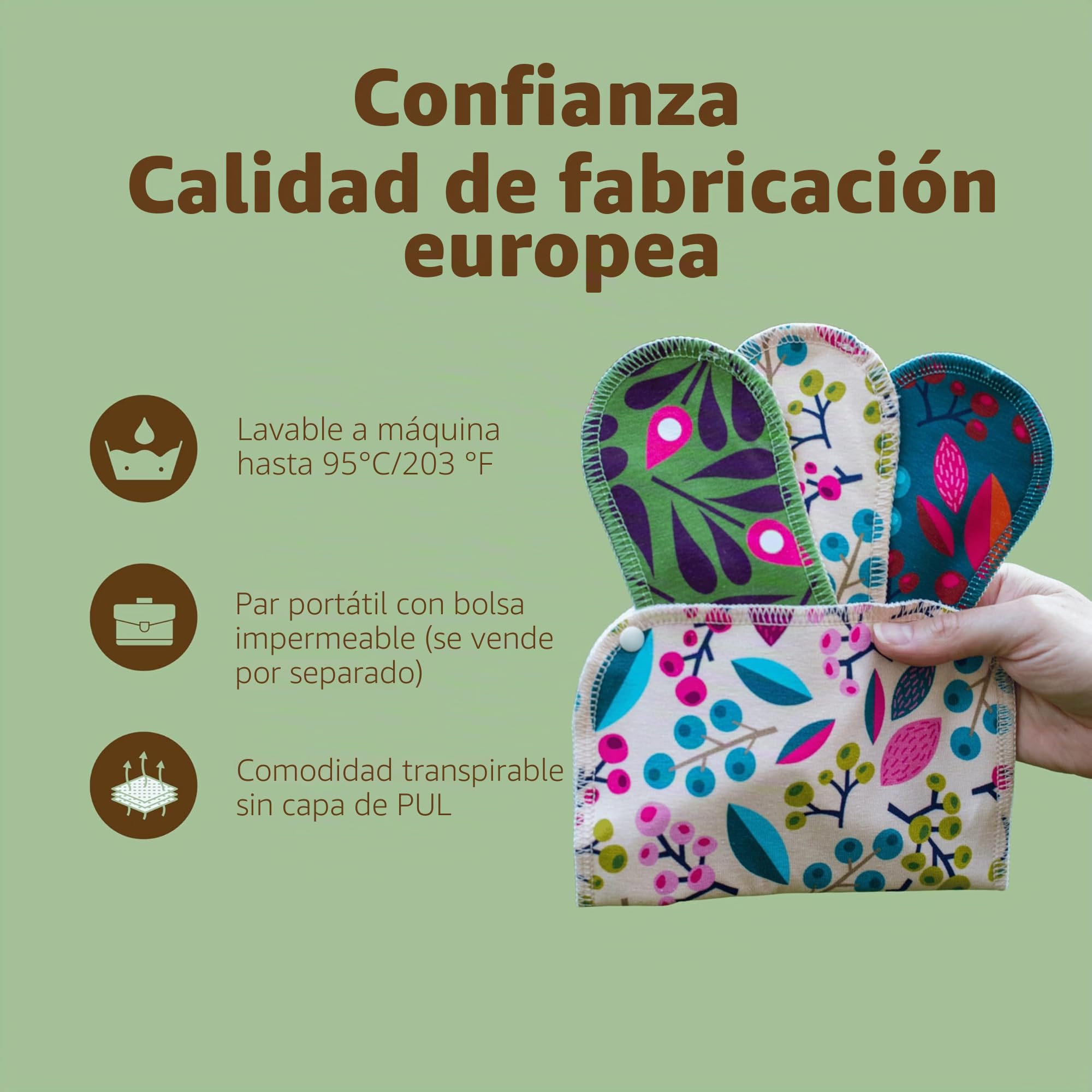 Natissy Salvaslips Reutilizables de Algodón Orgánico para Mujer, Lavables, Transpirables, Suaves, Sin Olores y Sin PUL - Pack 7 Tanga - Made in EU