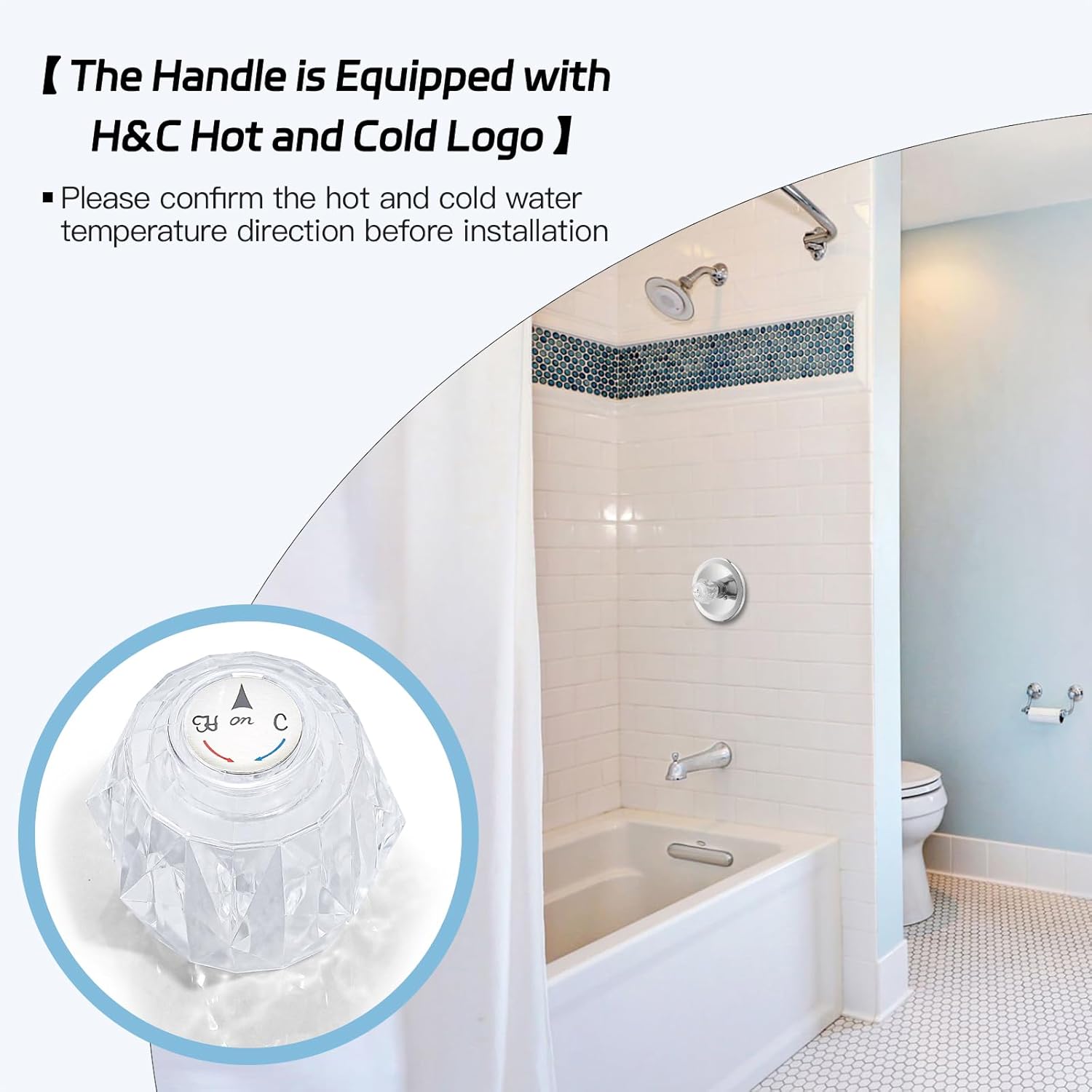 Faucet Handle Replacement for Delta Faucet RP2391 Single Clear Handle Kit, Bathtub Knob Replacement, Only Fits for Delta 600 Series Tub/Shower Faucets, Knob Handle Kit with Button and Set Screw