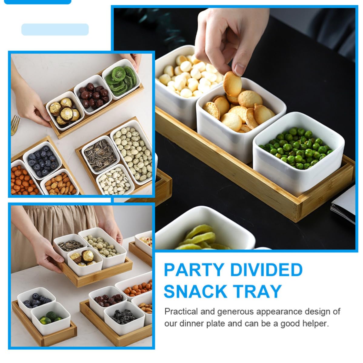 STOBAZA Assiette Compartimentée en Céramique Lisse Facile à Nettoyer, Plateau de Service pour Fruits et Snacks, pour Garçon et Filles, 1 Set Pratique Maison