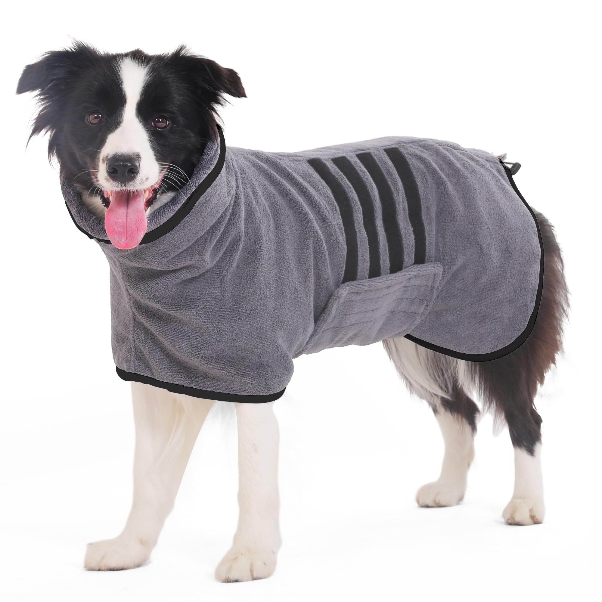 HezzLuv Microfiber Dog Drying Coat, Super Absorbent & Quick-Drying Dog Robe, Adjustable Fit for Medium to Large Dogs