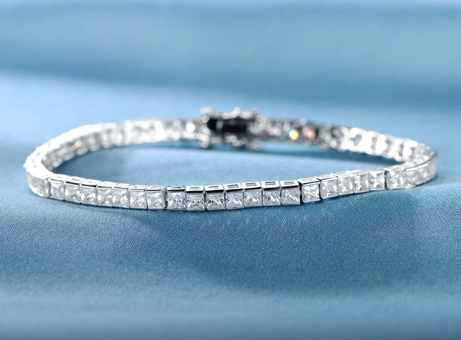 Gemsme White Gold Plated Square Bracelet for Women Classic Hypoallergenic 3.0mm Cubic Zirconia Tennis Bracelets 6.0/6.5/7.0/7.25/7.5/8.0 Inch - Image 6