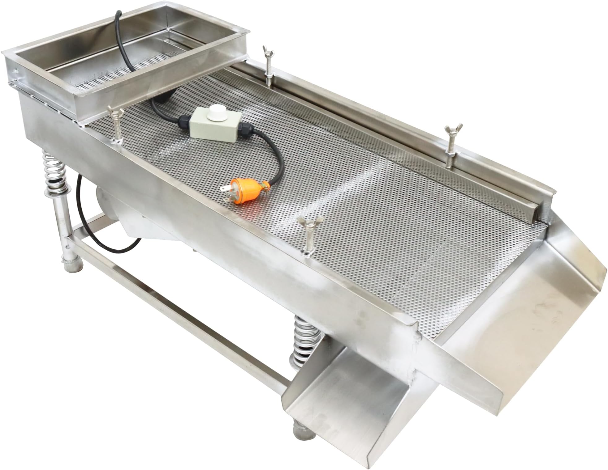 Linear Vibrating Screen Straight Vibrating Sieve Shaker Electric Linear Vibrating Sieve Machine JG30-75 Stainless Steel Vibrating Sieve 3mm Screen Single Layer with 1 Motor 110V