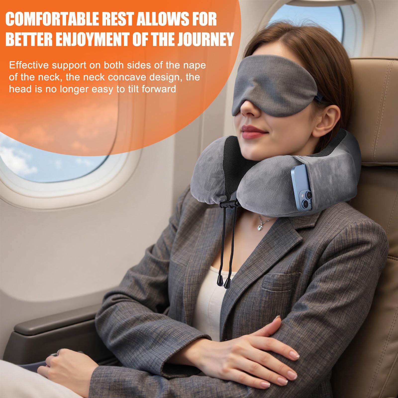 Cuscino gonfiabile da viaggio – Supporto per la testa per dormire lungo volo, cuscino gonfiabile da viaggio per il collo per autobus, treni, aerei, auto