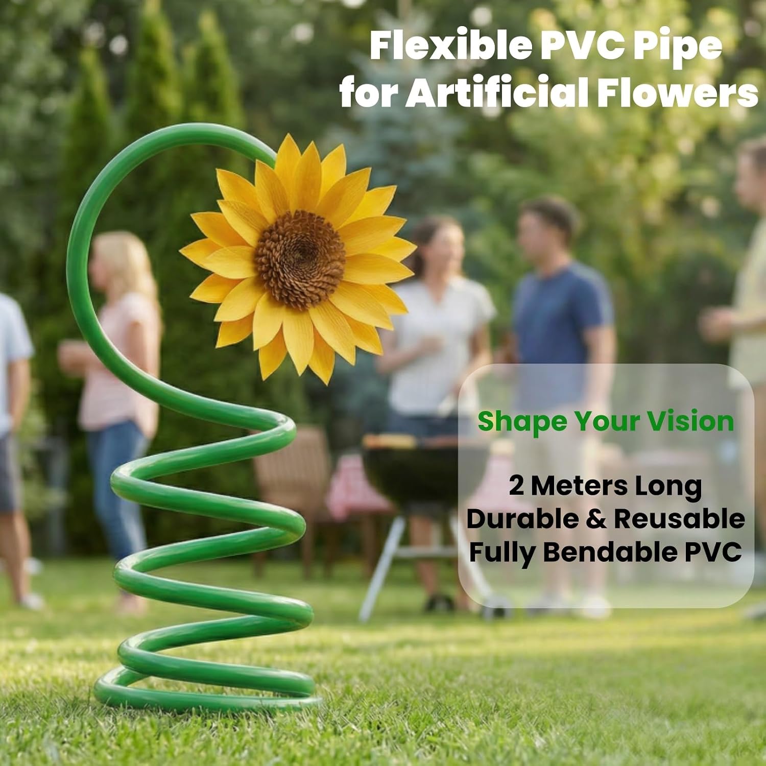 Tlence 6 Pack 78.7 Inch Flexible PVC Pipe for Artificial Flowers, 12MM Diameter Bendable Aluminum Plastic Pipes, Fake Flower Stem Tubing for Balloon Arches, Floral Wedding Decor, Prop Building