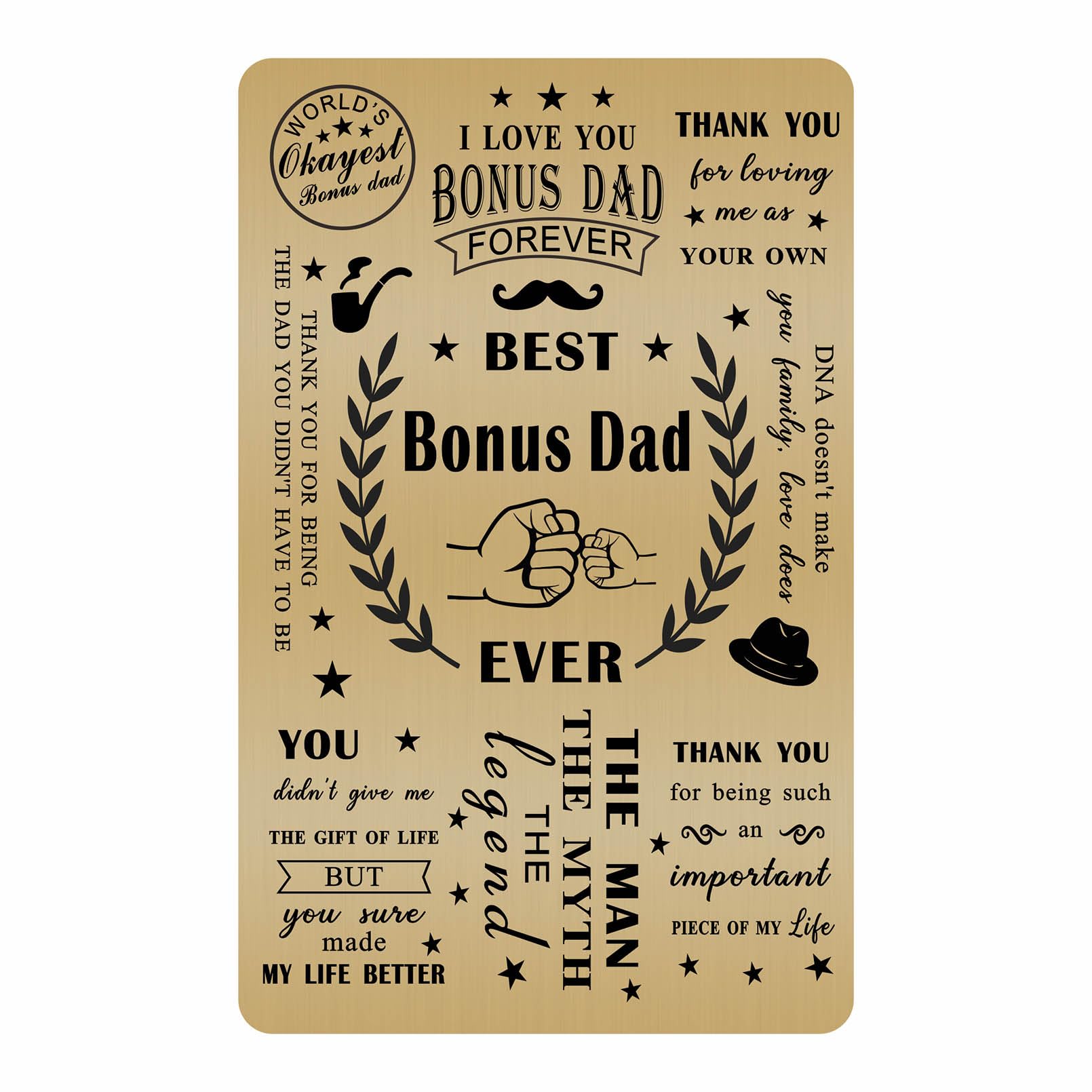 Emideary Thank You for Loving Me As Your Own Stepdad Brass Engraved Wallet Card - Gifts for Stepdad Stepfather - Best Bonus Dad Ever Cards Fathers Day