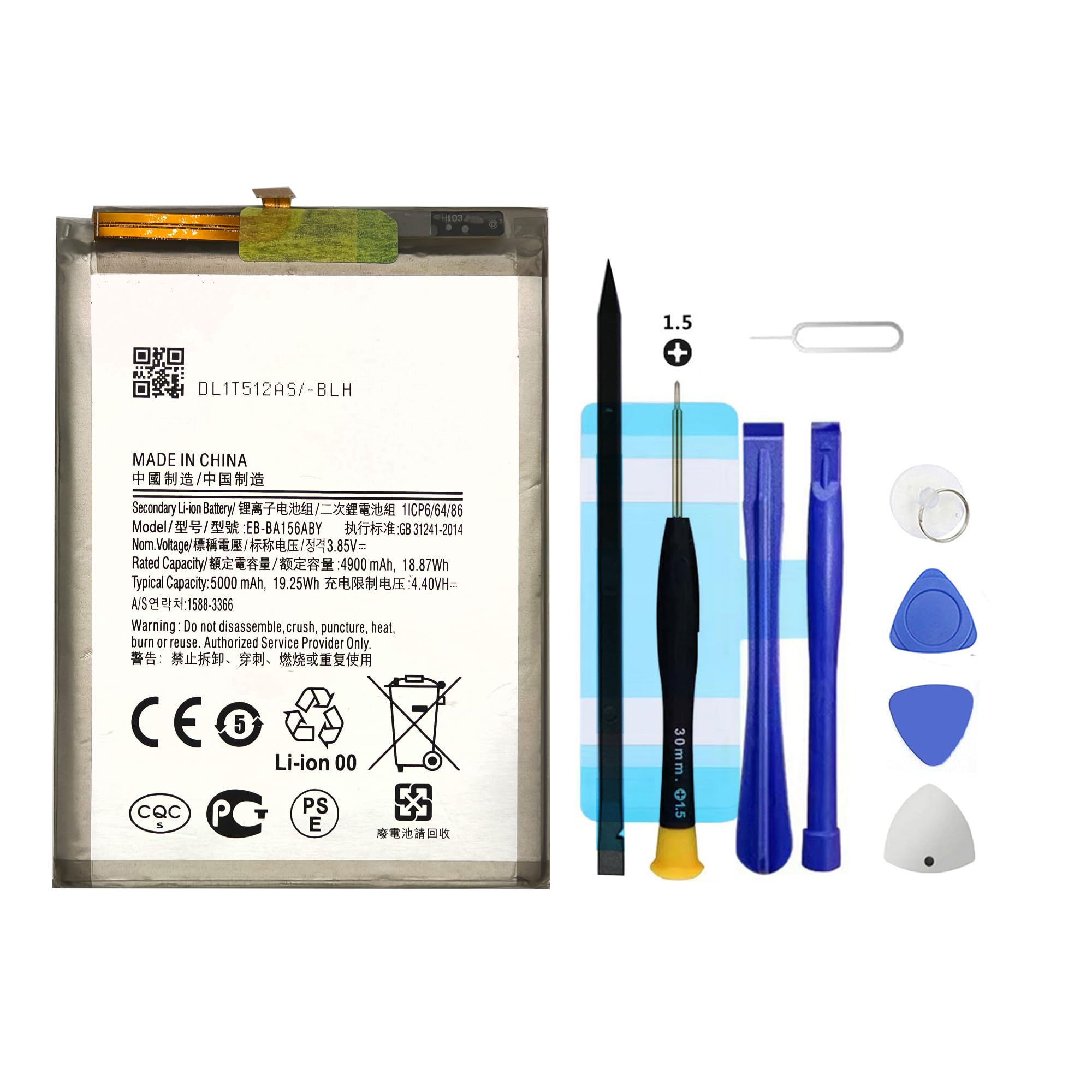 Vvuilsty EB-BA156ABY Replacement Battery for Galaxy A15 5G,Rechargeable 0 Cycle Battery Compatible with Samsung Galaxy A15 5G SM-A156 with Repair Tool