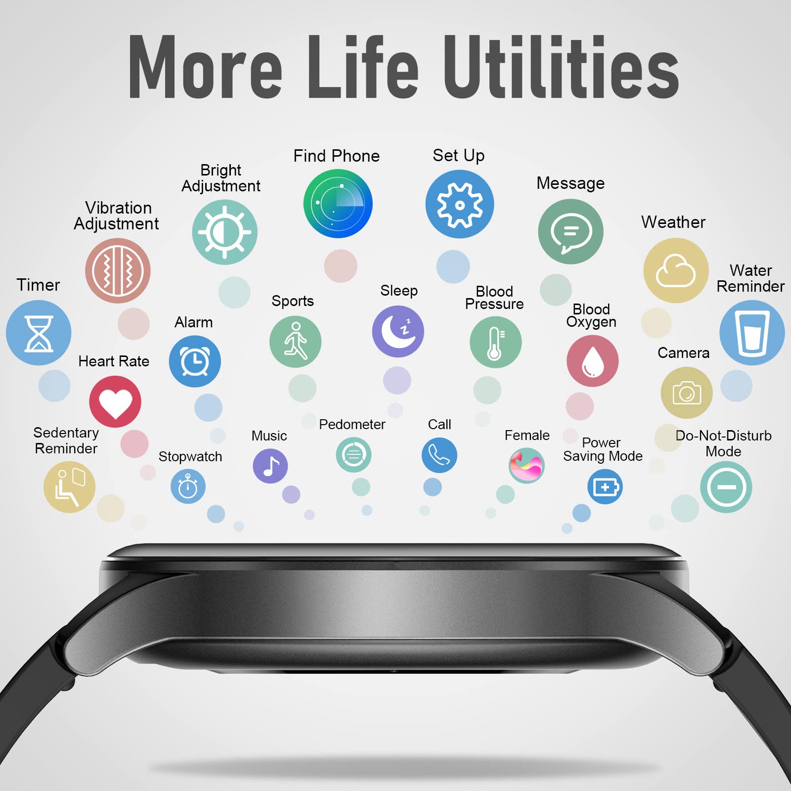 Slimme horloges voor dames, heren, BOCLOUD smartwatch met 12 sportmodi, IP68 waterdichte smartwatch met bloedzuurstof/hartslag-/slaapmonitor, fitnesstracker voor iPhone, Android-telefoon
