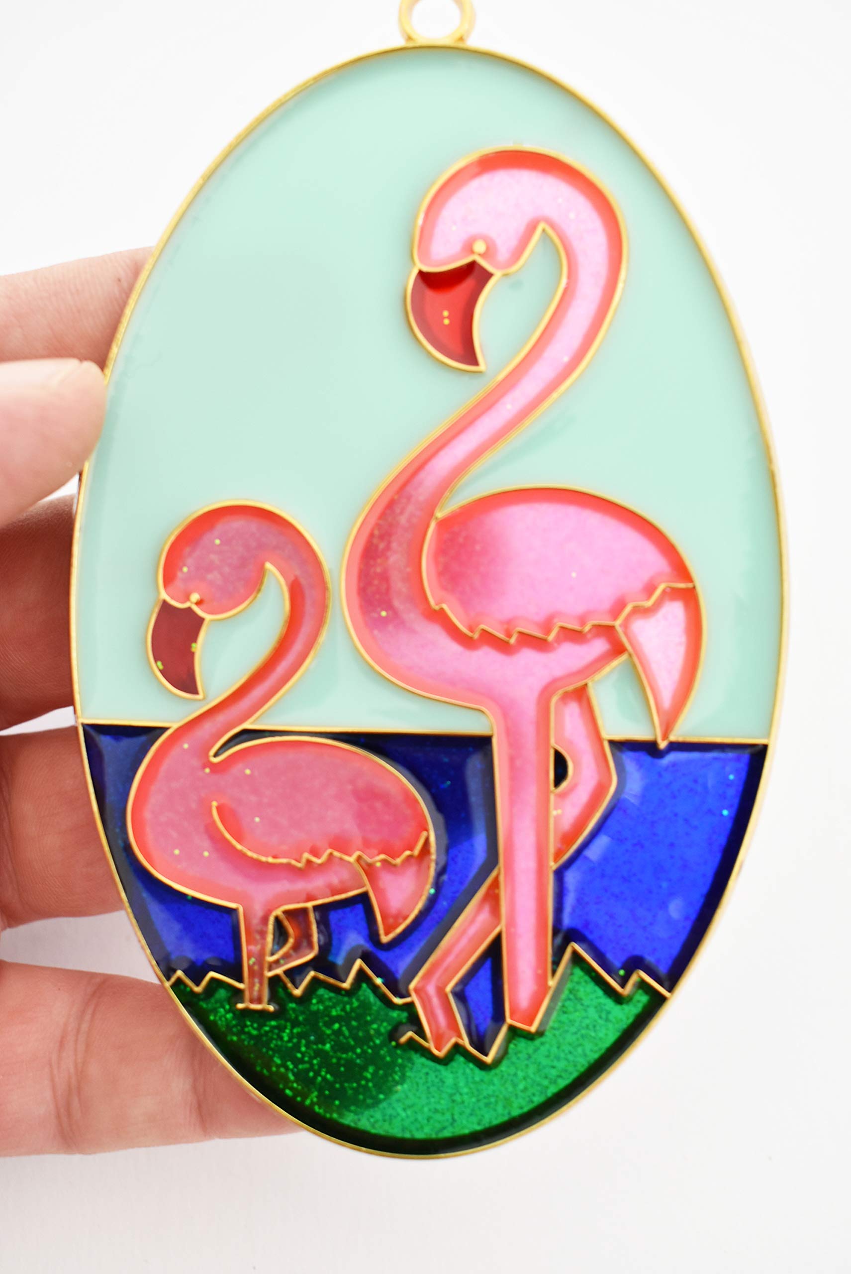 Florida Shells and Gifts Inc. Pink Flamingos Suncatcher (Oval) - 5