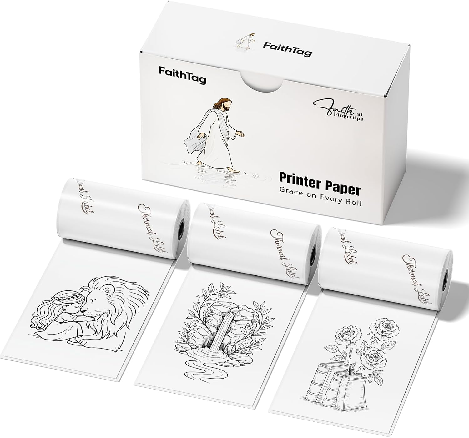 FaithTag F21 Bible Stiudy Printer Kit with 12 Rolls of 2" Stickers(White*3 + Transparent*3 + Gold*3 + Multicoloured*3 - Image 3