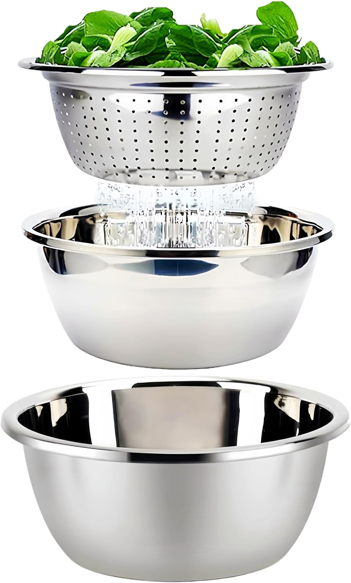Stainless Steel Mixing Bowl Colander Nesting Set of 3 for Baking
