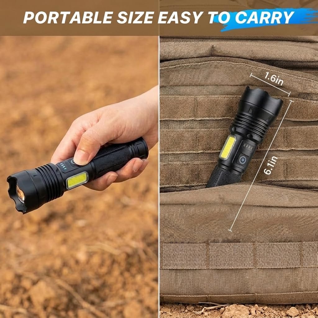 THY TRY Rechargeable Flashlight 90,000 High Lumens, 2 Pack Bright Flashlights with 7 Modes, Powerful Flash Light for Home, Hiking, Camping