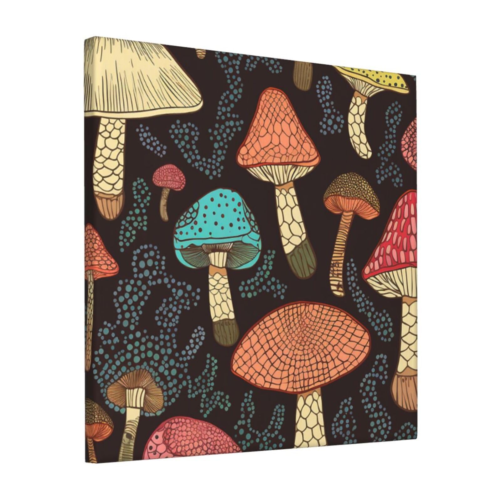 FodPand Mushroom Canvas Wall Art for Living Room Wall Decor 12"x12" Modern Artwork Painting Pictures Hanging Canvas Prints Aesthetic Wall Art for Bedroom Bathroom Office Wallart Decor