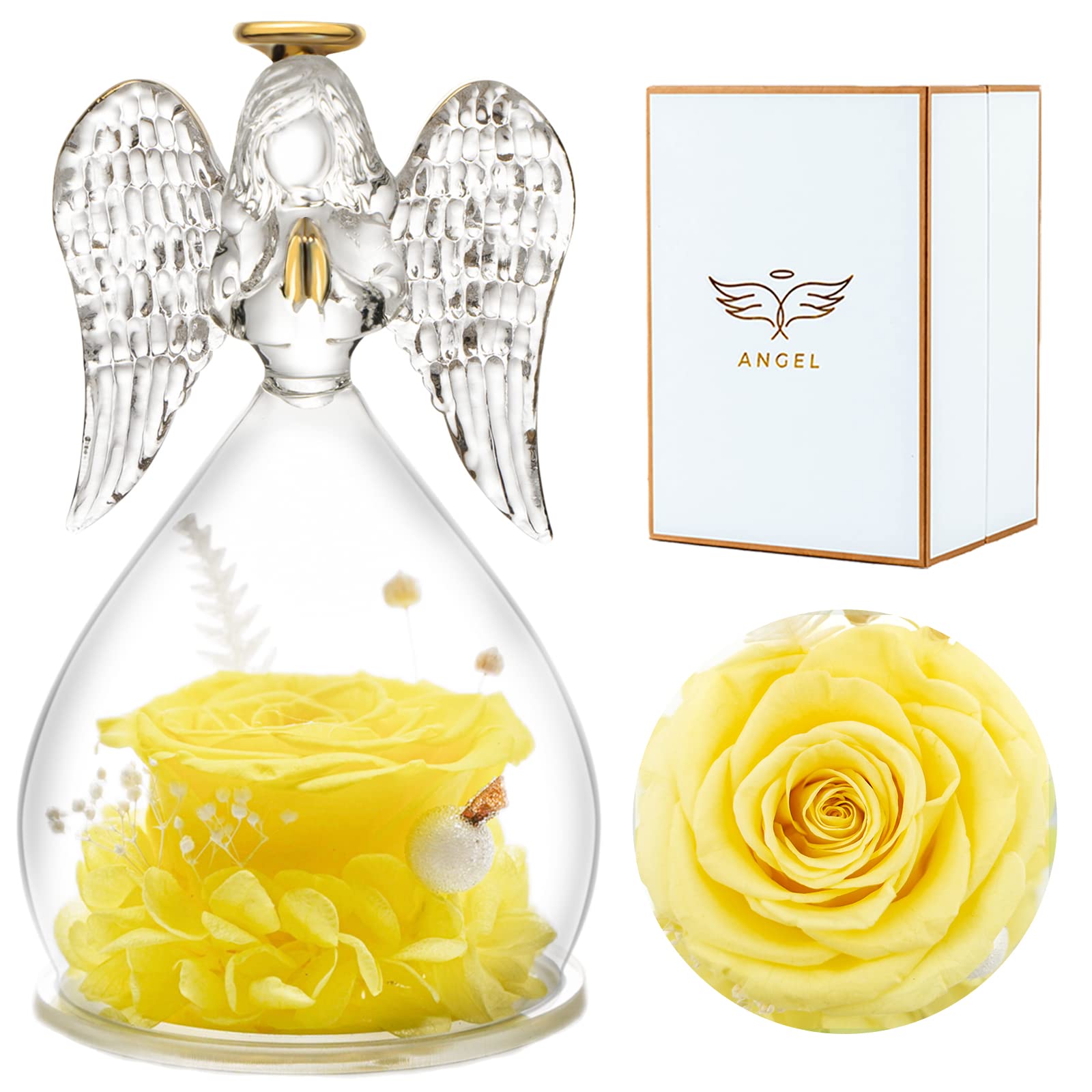 1 x Brand New Sunia Preserved Rose Angel Angel Gifts for Women Grandma Jobalots Europe