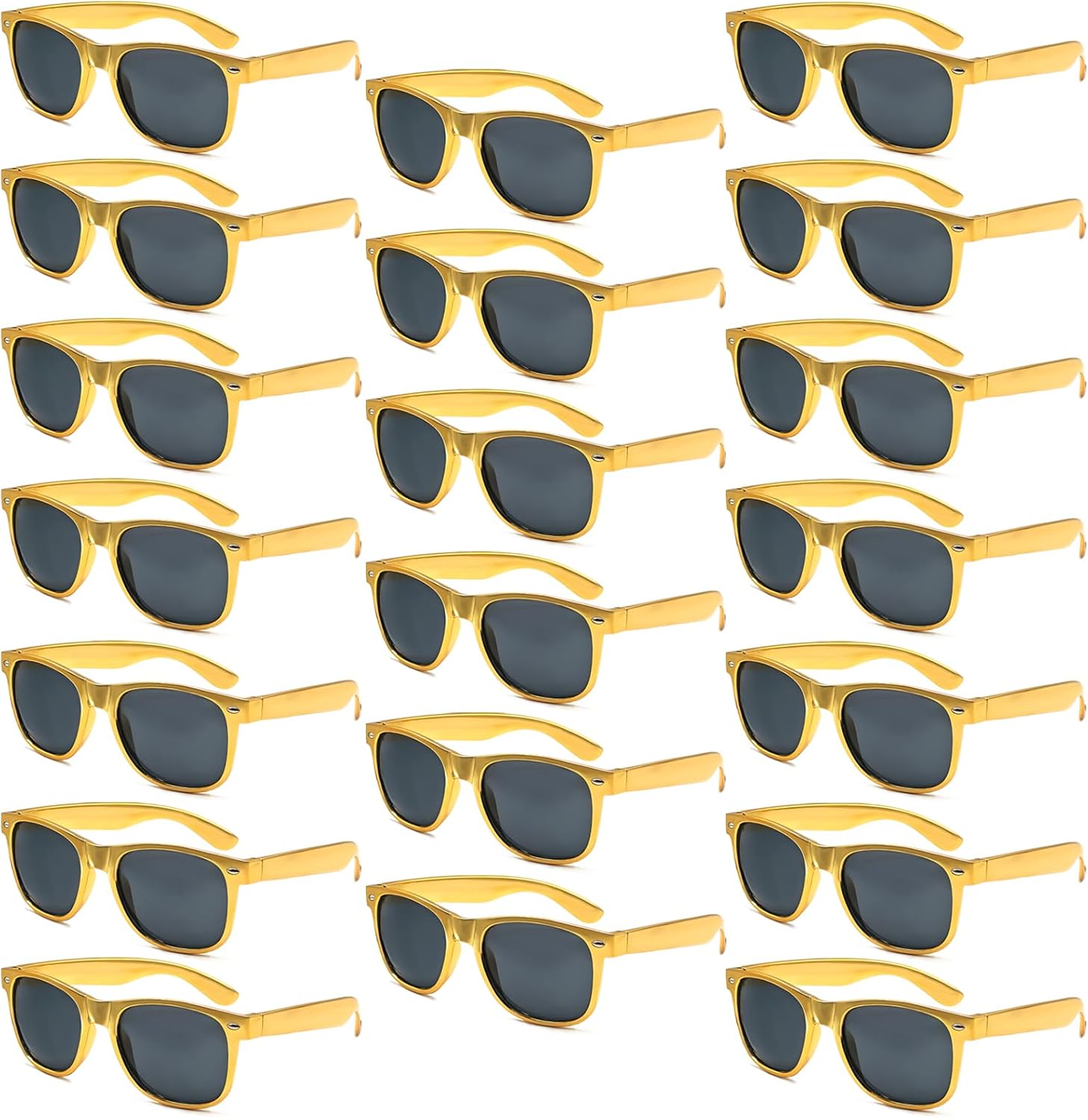 3/6/12/20 Pack Metallic Gold Sunglasses Bulk for Women Men Retro 90s Cheap Glasses for Party Supplies 20gold