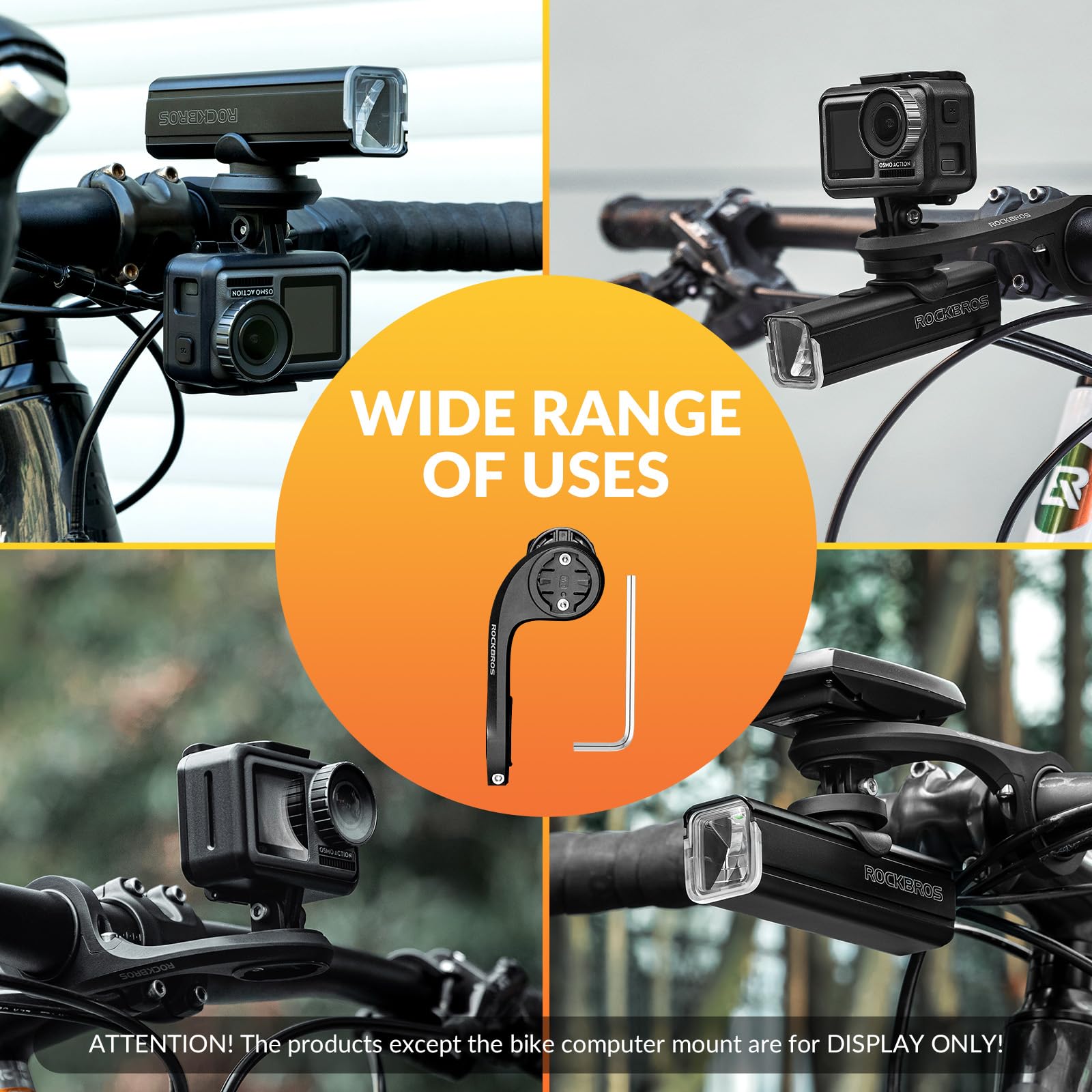 ROCKBROS Uchwyt na Komputer Rowerowy, Mocowanie GPS na Rower, Kompatybilne z Garmin i iGPSPORT, na Kierownicę Rowerową 32-35mm