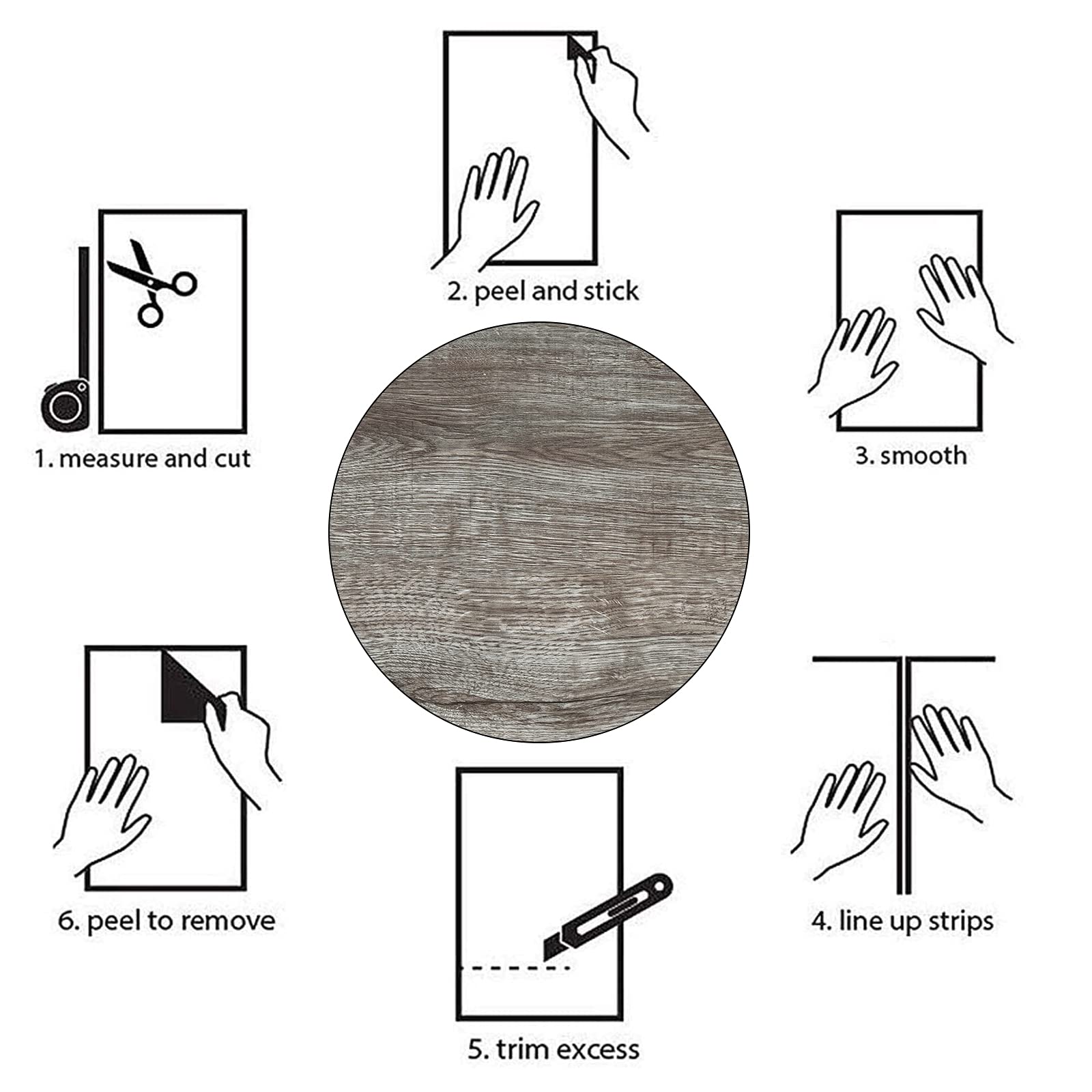 Caltero Grey Wood Contact Paper 17.7’’×78.7’’ Gray Wood Wallpaper Peel