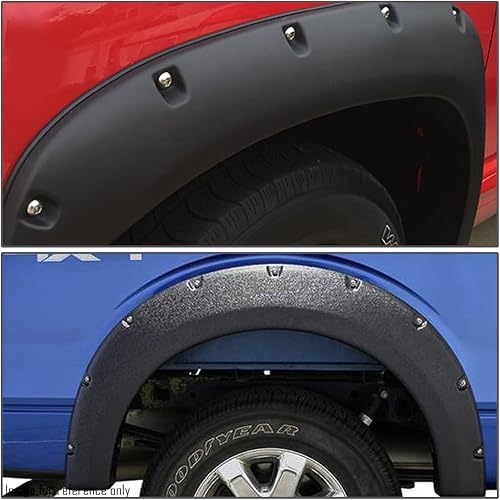 Miniatura 7 de DNA Motoring WF-DRAM02-MBK - Juego de 4 guardabarros laterales estilo remachado de bolsillo, compatible con Dodge Ram 1500 2500 3500 02-09