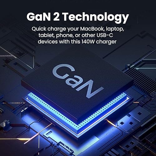 Miniatura 6 de UPTab Cargador MacBook Pro de 140 W USB C, doble USB-C rápido compacto, tecnología GaN, adaptador de pared tipo C PD 3.1 - Compatible con MacBook