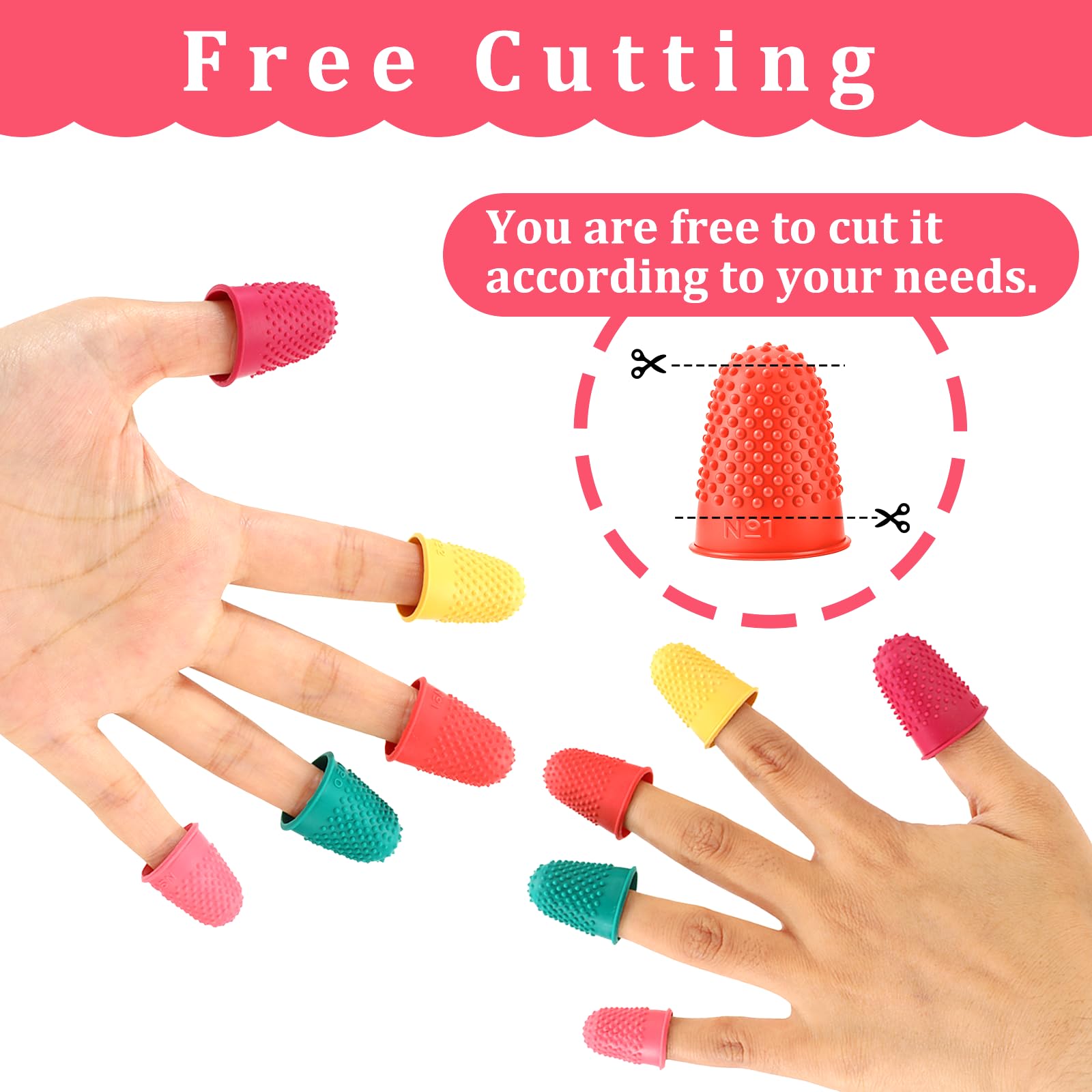 Protezioni per dita in silicone riutilizzabili, 5 misure e colori, per contare denaro e scrivere