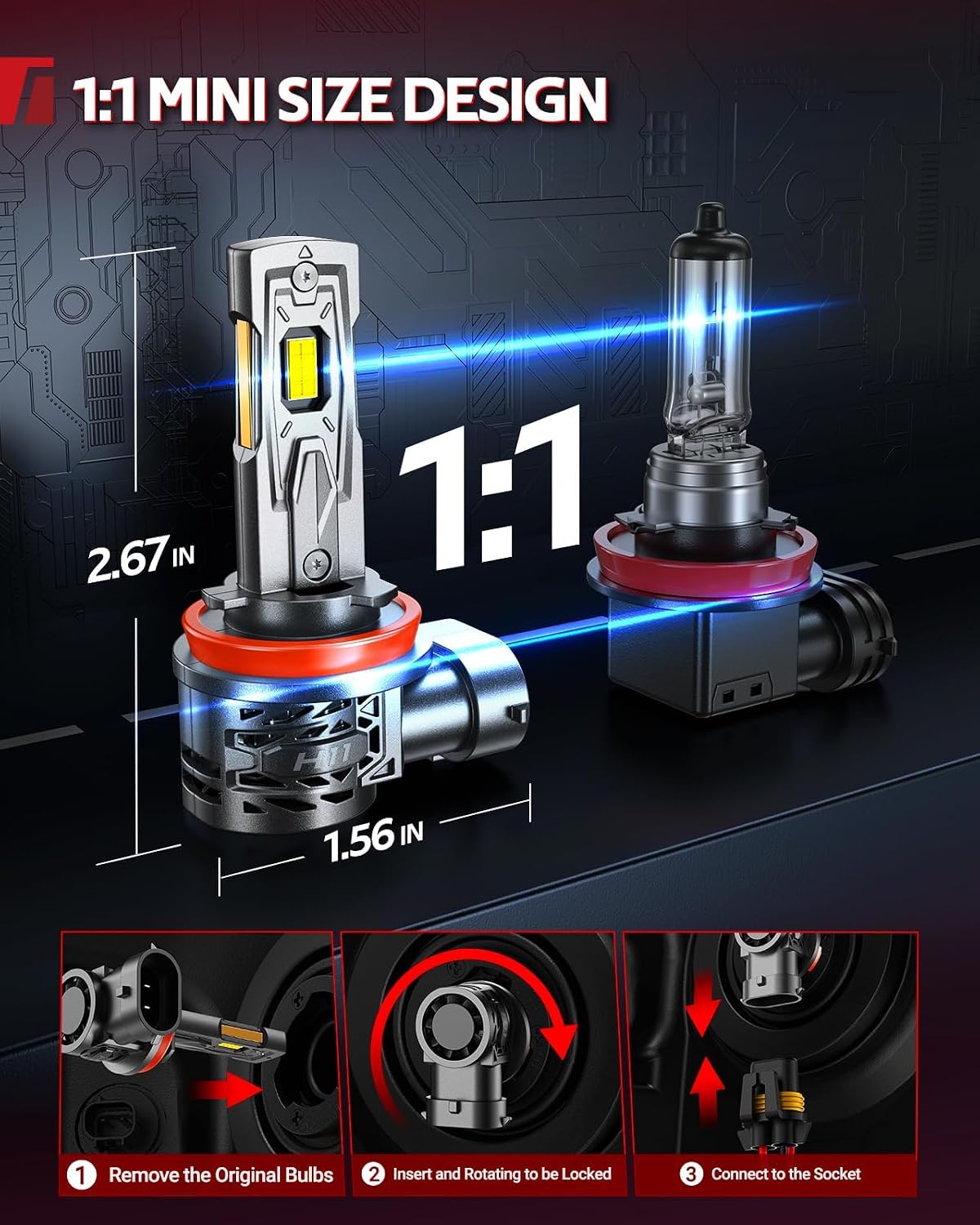Torchbeam 2026 10X Super Brighter 9005/HB3 9006/HB4 Bulbs Combo, 120,000LM, 1:1 Size, 6500K Cool White, 80000Hrs Long Life with 13000RPM Cooling Fan, 360° Adjustable Beam, Pack of 4