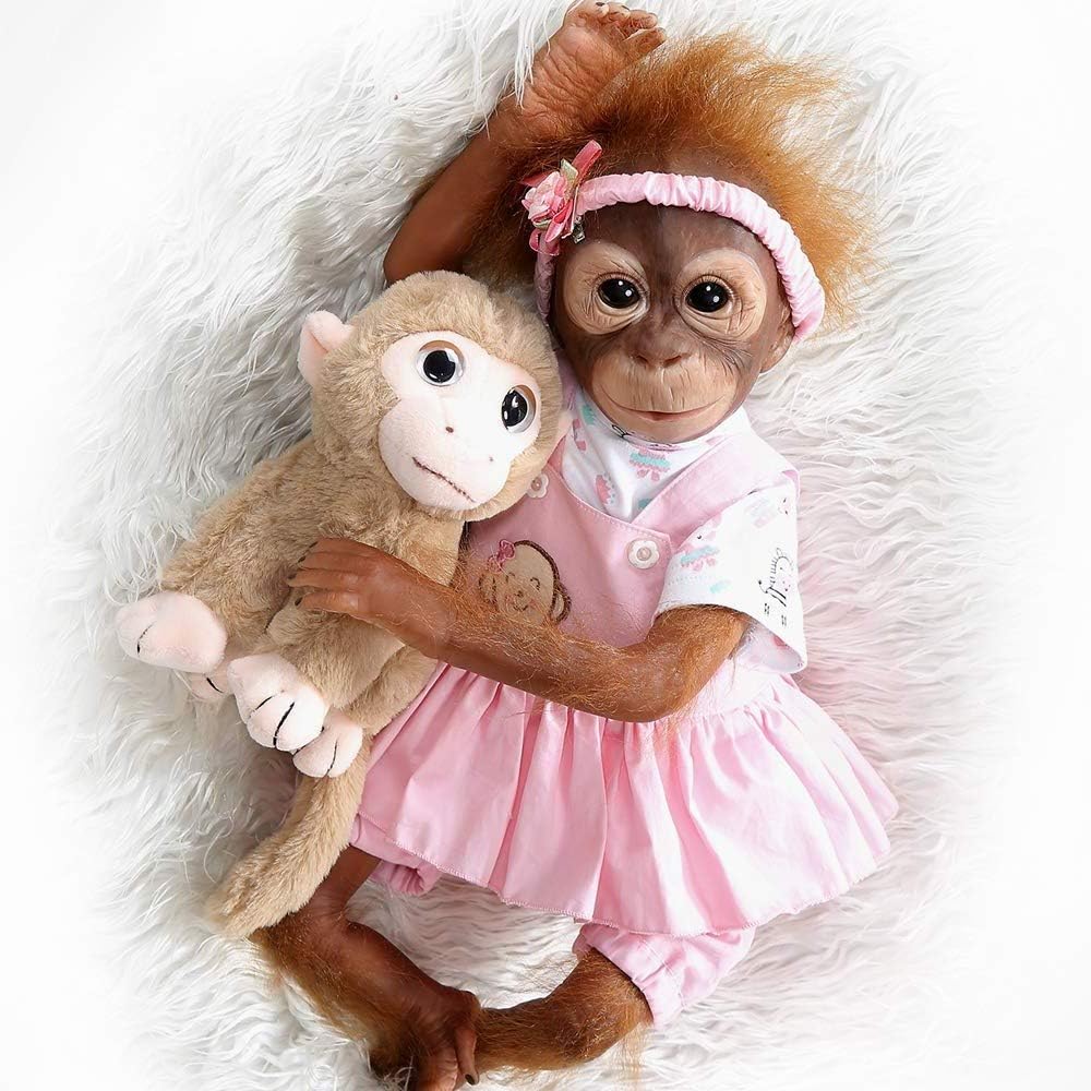 ZIYIUI 21 ''/ 52 cm Lifelike Reborn Baby Monkey Realistic Handmade Reborn Dolls Newborn Baby Doll Weighted body Collectible Art Doll Toy for kids Gifts